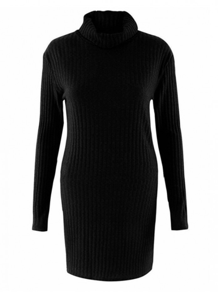 Casual Turtleneck Long Sleeve Sweater Dress