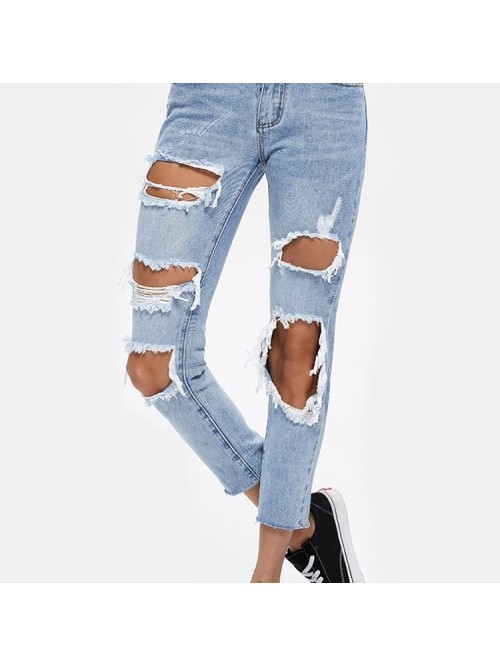 Casual Light Blue Ripped jeans