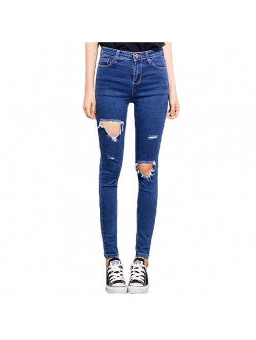 Casual Dark Blue Ripped jeans 