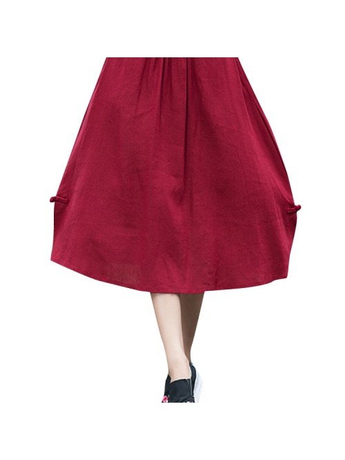 Casual Pure Color Elastic Waist Loose Skirts 
